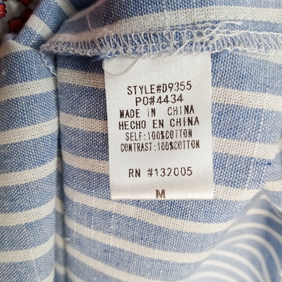 New Entro Mini Dress Women's Size M Blue Stripes Sleeveless 100% Cotton - Picture 7 of 7